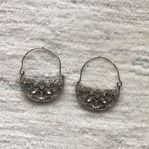 silver and crystal hoop earrings